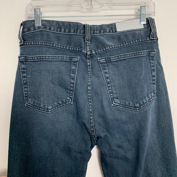 Re/Done Redone Jeans Raw Fray Hem Button Fly 721-3WHRAC Washed Black Womens 29 - Picture 7 of 15